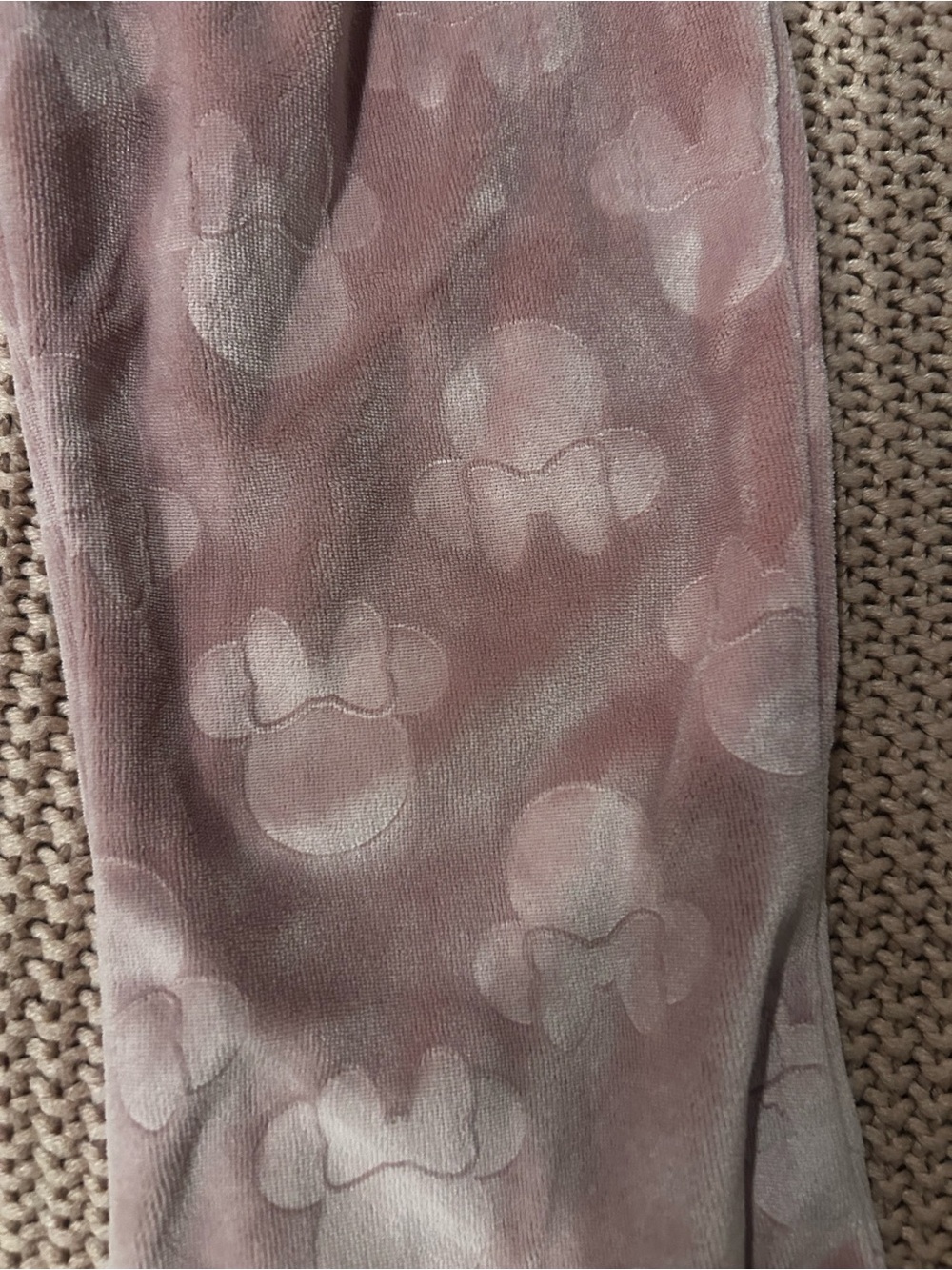 Disney Junior Minnie Mouse Girls 3T Pink Velour Pants Allover Bow Print